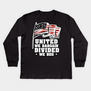 US Flag Patriotic Worker Labor Day Union Kids Long Sleeve T-Shirt